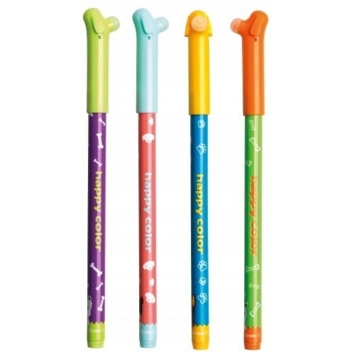 Długopis usuwalny PIESKI 0.5mm niebieski kolorowa obudowa HAPPY COLOR