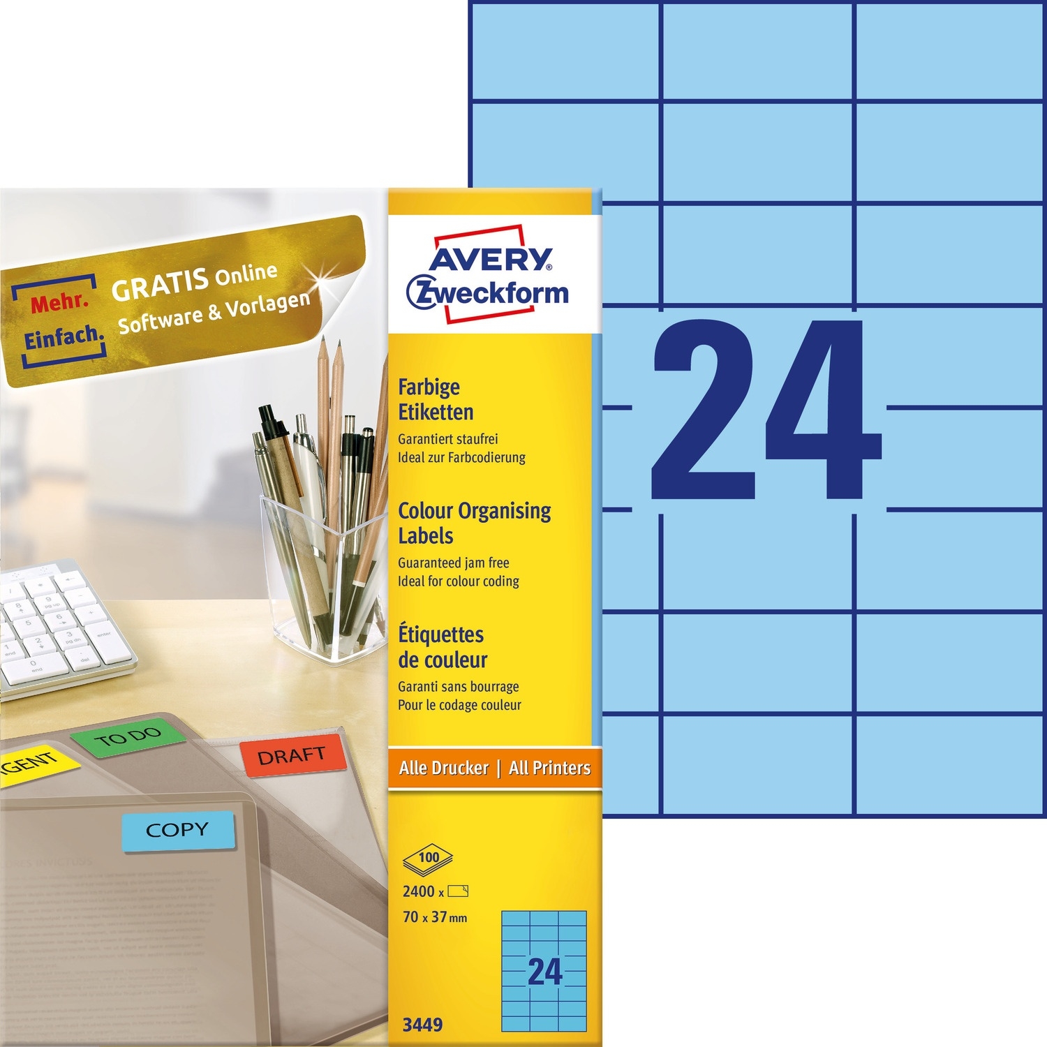 Etykiety ZF 70*37 3449 niebieskie LK AVERY ZWECKFORM