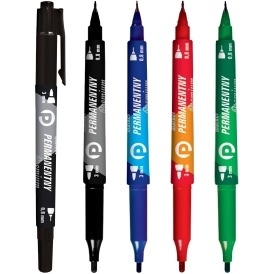 Marker permanentny dwustronny czarny okrągły/fibrowy KM501-V2 TETIS