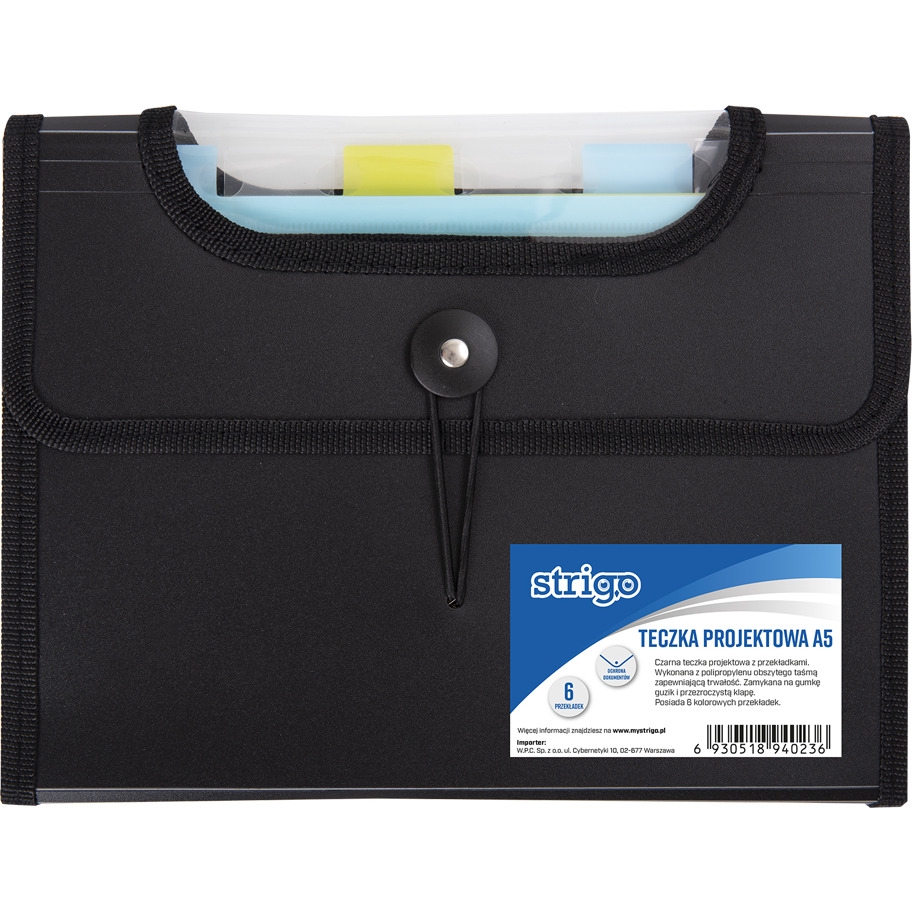 Teczka VFILE PP A5 z 6 przekładkami czarna SF042 STRIGO