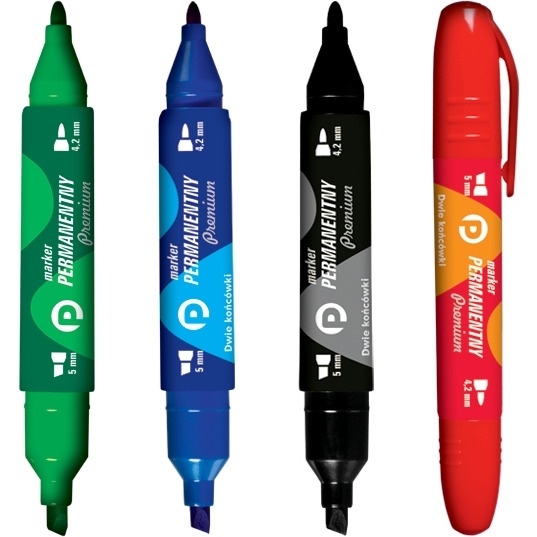 Marker permanentny dwustronny czarny okrągły/ścięty KM502-V2 TETIS