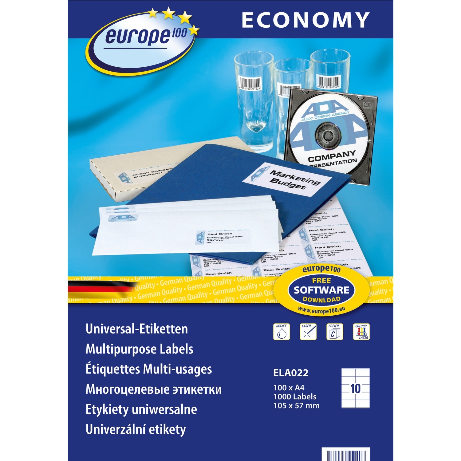 Etykiety ZF ECONOMY A4 105x57mm białe ELA022 AVERY ZWECKFORM