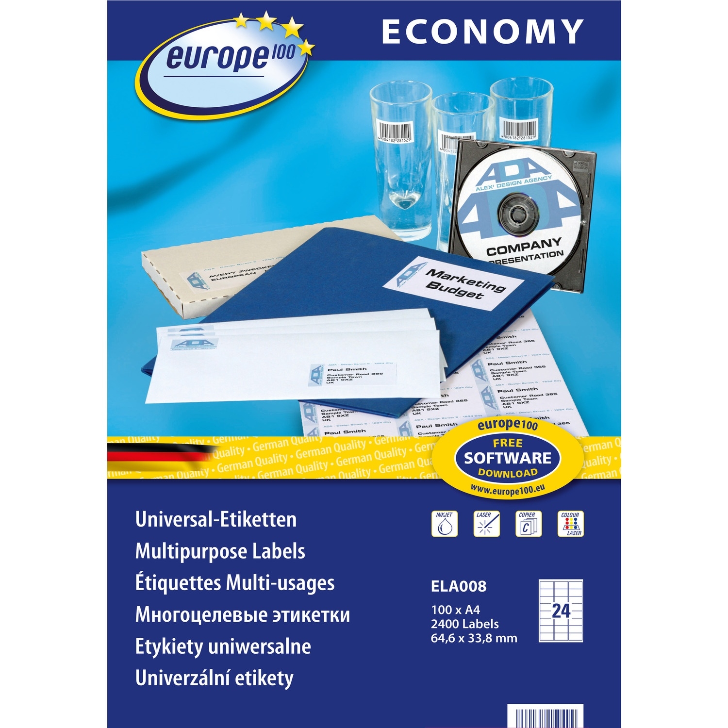 Etykiety ZF ECONOMY A4 64 6x33 8mm białe ELA008 AVERY ZWECKFORM