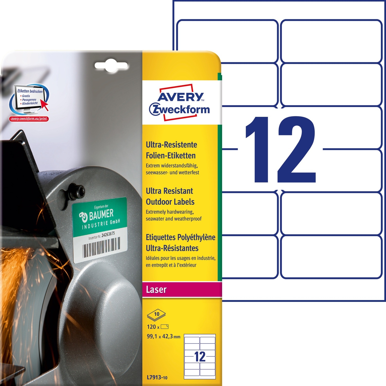 Etykiety ZF A4 991x423mm L7913-10 do użytku zewnętrznego AVERY ZWECKFORM