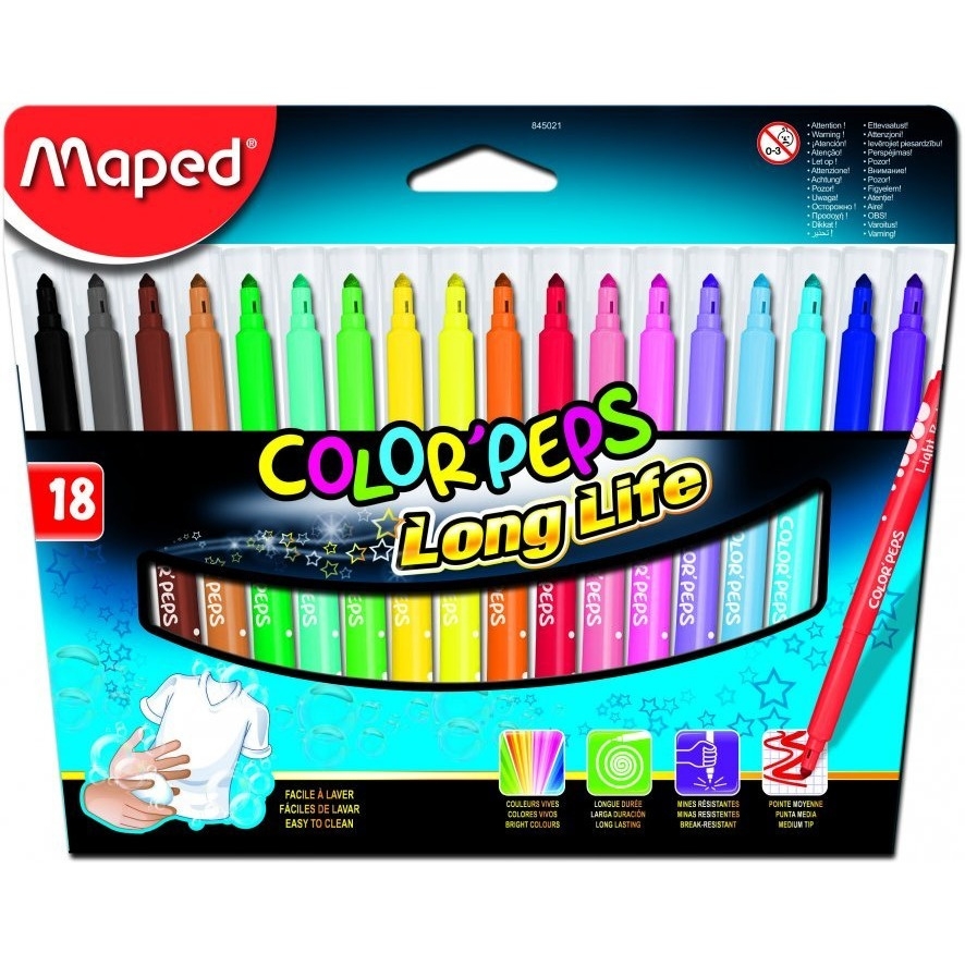 Flamastry trójkątne 18kolorów COLORPEPS 845021 MAPED