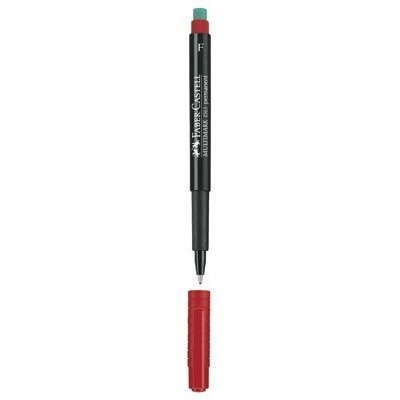 Foliopis z gumką OHP MULTIMARK F 0.6 czerwony 10szt FABER-CASTELL 151321