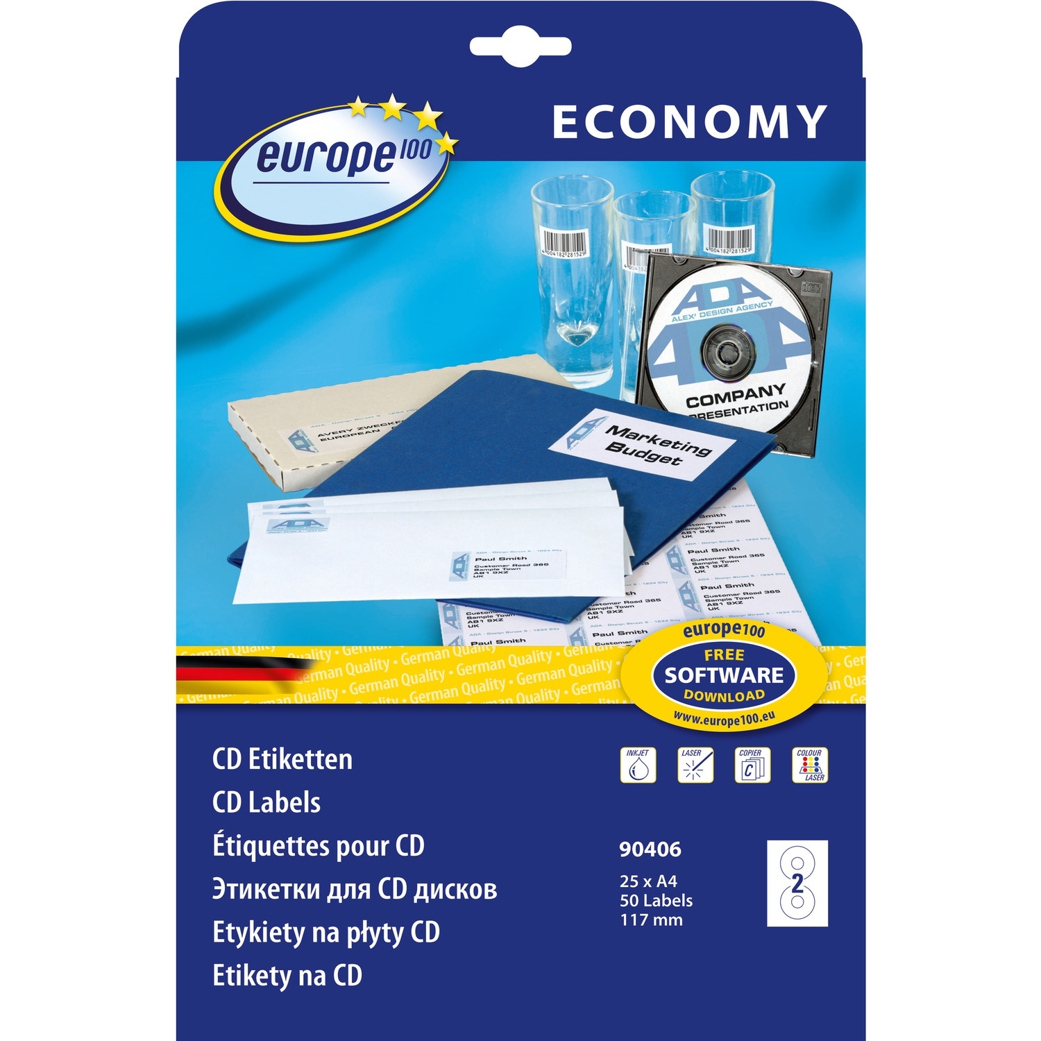 Etykiety ZF ECONOMY A4 Q117mm białe 90406 AVERY ZWECKFORM