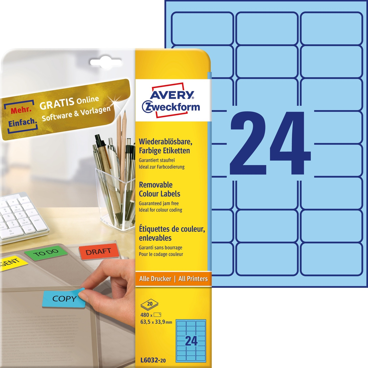 Etykieta ZF L6032-20 63,5x33,9mm AVERY ZWECKFORM