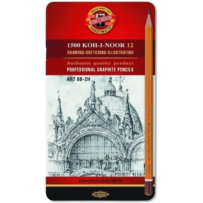 Ołówek Grafitowy 1502/II ART 8B-2H komplet 12 szt. KOH I NOOR