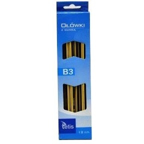 Ołówek z gumką twardość B3 (12) KV050-3B TETIS