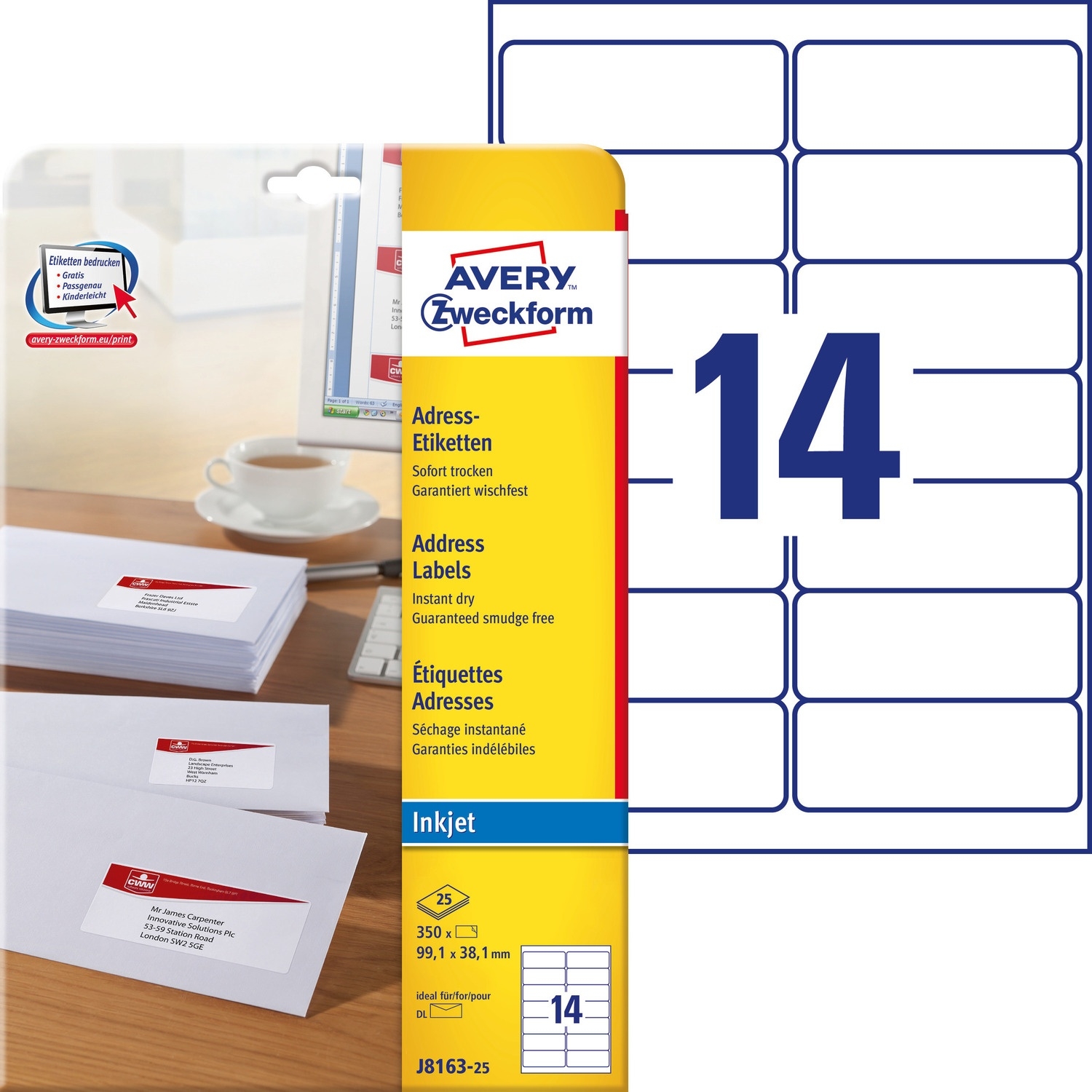 Etykiety ZF 99.1*38.1 8163 (25) INK AVERY ZWECKFORM