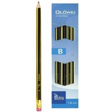 Ołówek z gumką twardość B (12) KV050-B TETIS