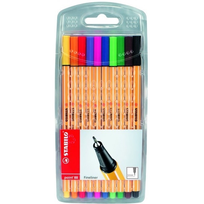 Cienkopis STABILO point 8810 0.4mm zestaw 10szt. w plastikowym etui