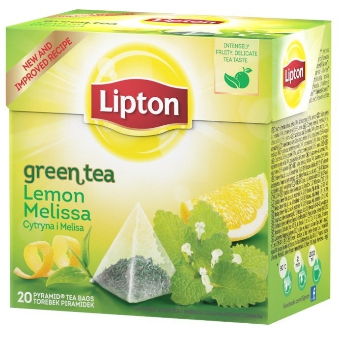 Herbata LIPTON PIRAMID GREEN LEMON MELISA (20 saszetek)