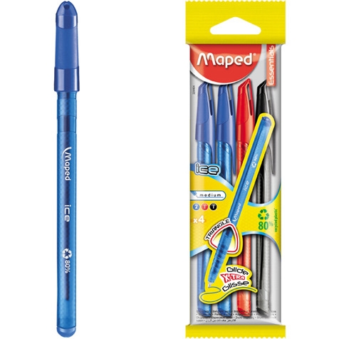 Długopis ICE 4sztuki(2 niebieskie,1czarny,1czerwony) 224404 MAPED