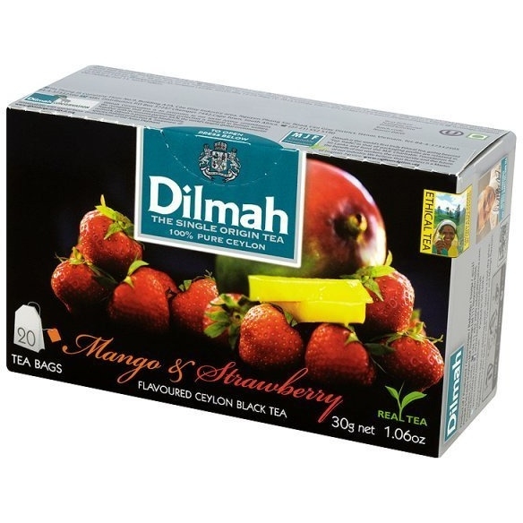 Herbata DILMAH AROMAT MANGO z TRUSKAWKĄ (20 saszetek) czarna