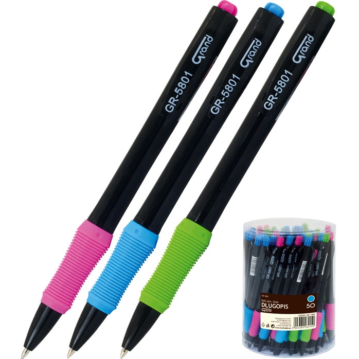 Długopis auto.GR-5801 nieb.0,7 obud.czarna 160-1985 GRAND