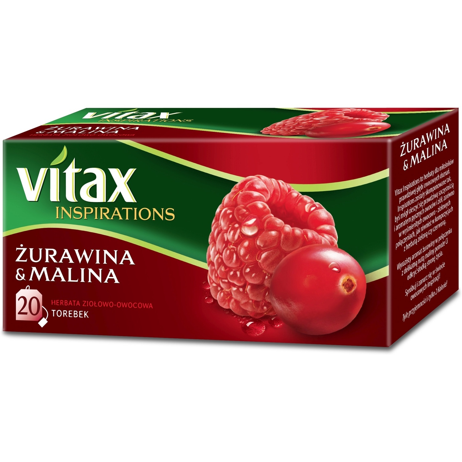 Herbata VITAX INSPIRATIONS (20 saszetek) Żurawina&Malina 40g zawieszka