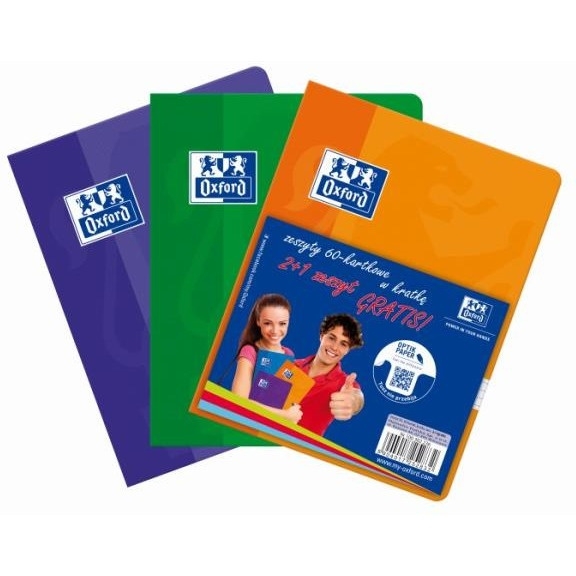 Zeszyt A5 60k kr. 3szt.(2+1gratis)OXFORD SCHOOL 100302236