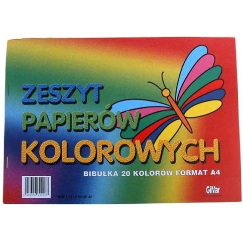 Zeszyt papierów kolorowych bibułka GIMAR (20-kolorów) A4