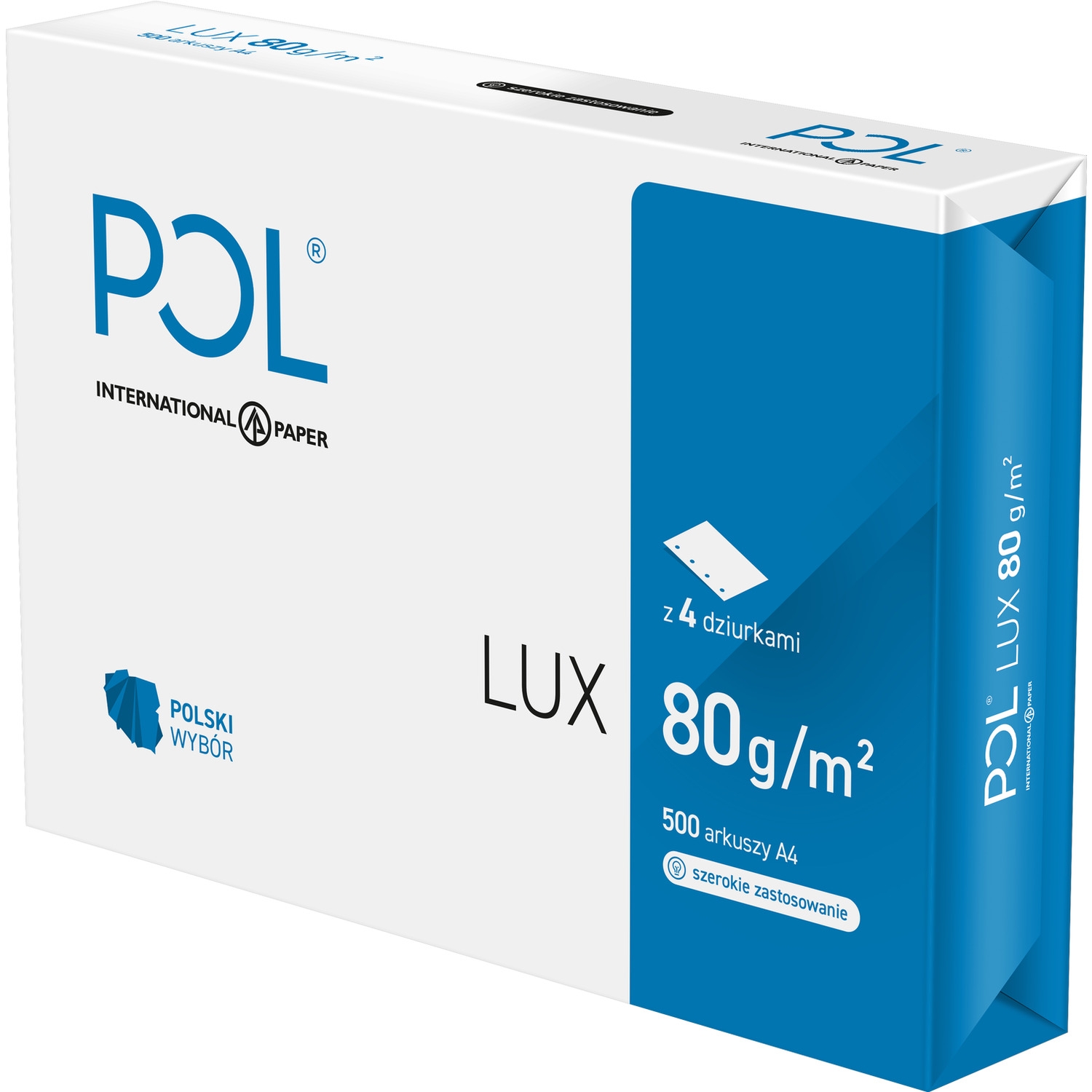 Papier xero A4 POLLUX 4 dziurki 80g. klasa białości B