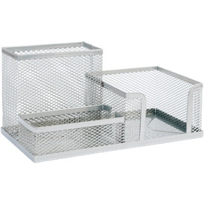 Przybornik na biurko DATURA/NATUNA siatka srebrny 205x103x98mm