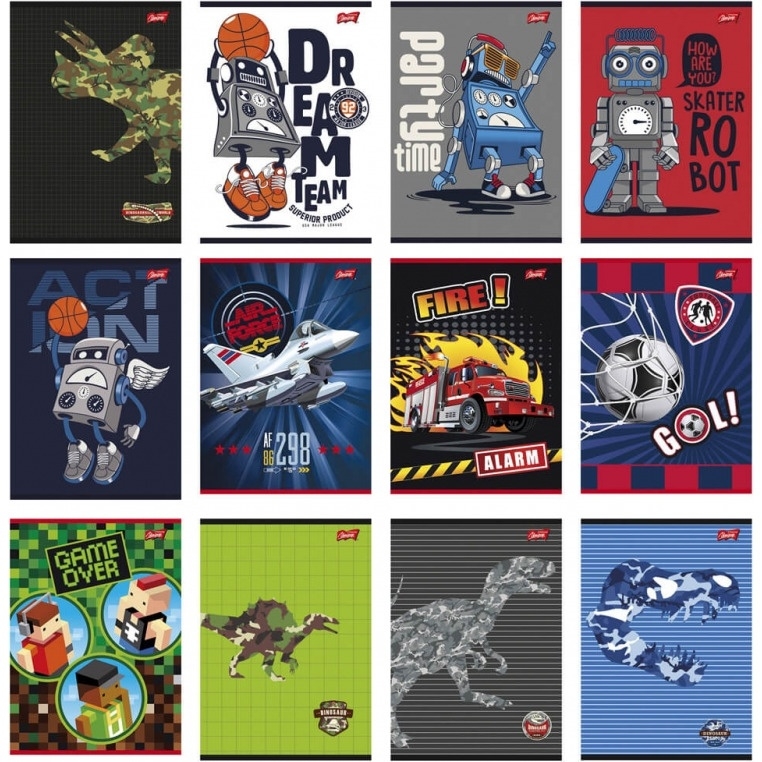 Zeszyt A5 16k 3linia L mix chłopięcy laminowany UNIPAP *6922