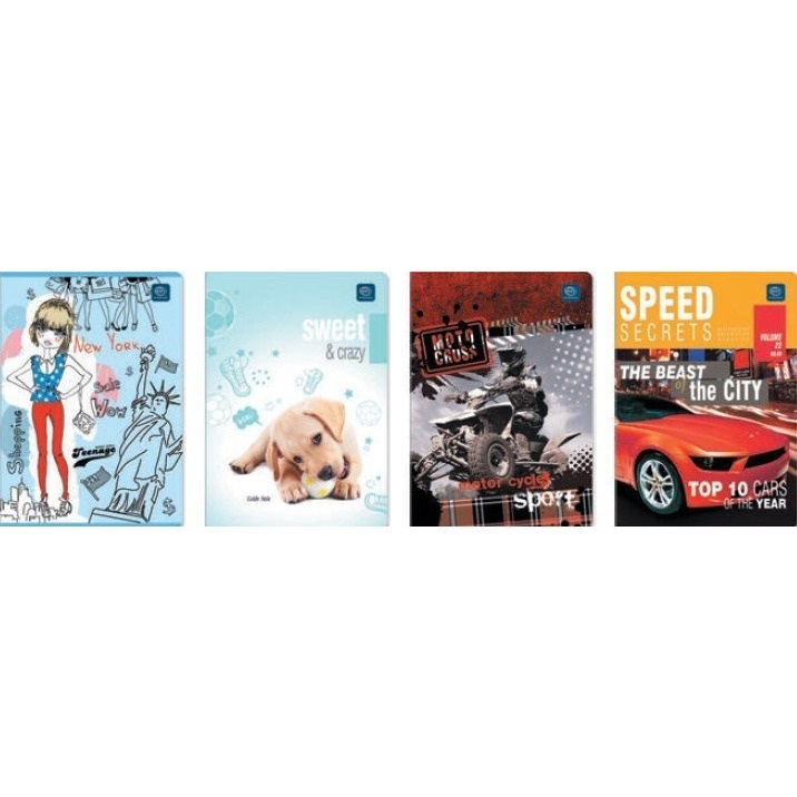 Zeszyt A5 16k 3linia kolorowa mix INTERDRUK