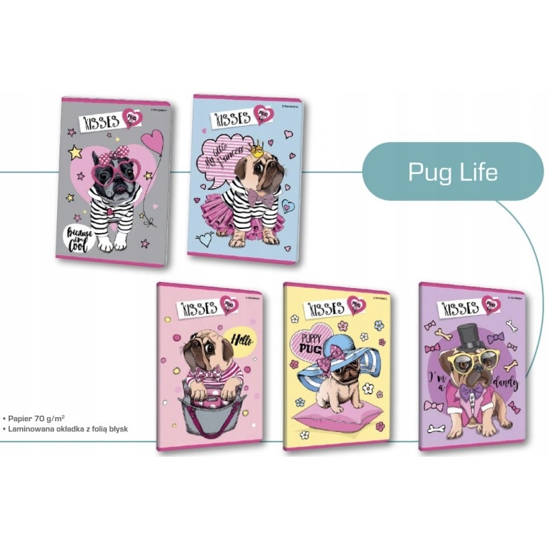 Zeszyt A5 16k 70g. linia TOP PUG LIFE 400114051