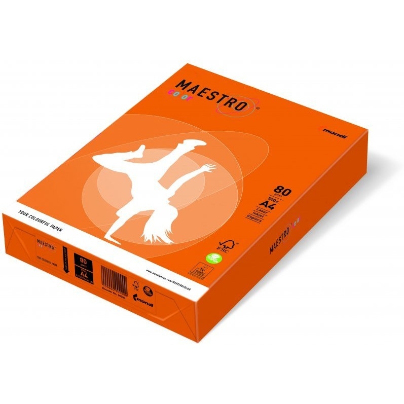Papier xero MAESTRO COLOR A4 80g OR43 pomarańczowy intensywny