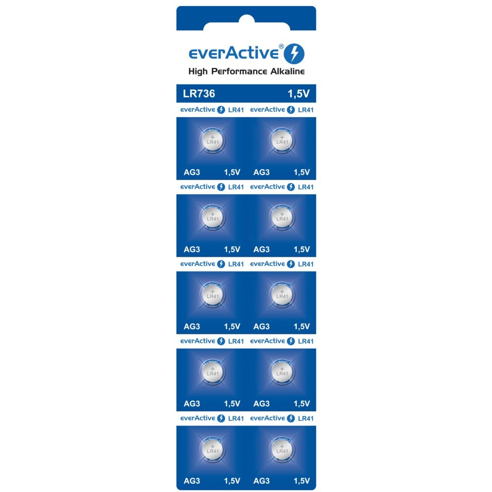 Bateria guzikowa alkaliczna EVERACTIVE 1,5V AG3/LR41/LR736 blister (10szt)