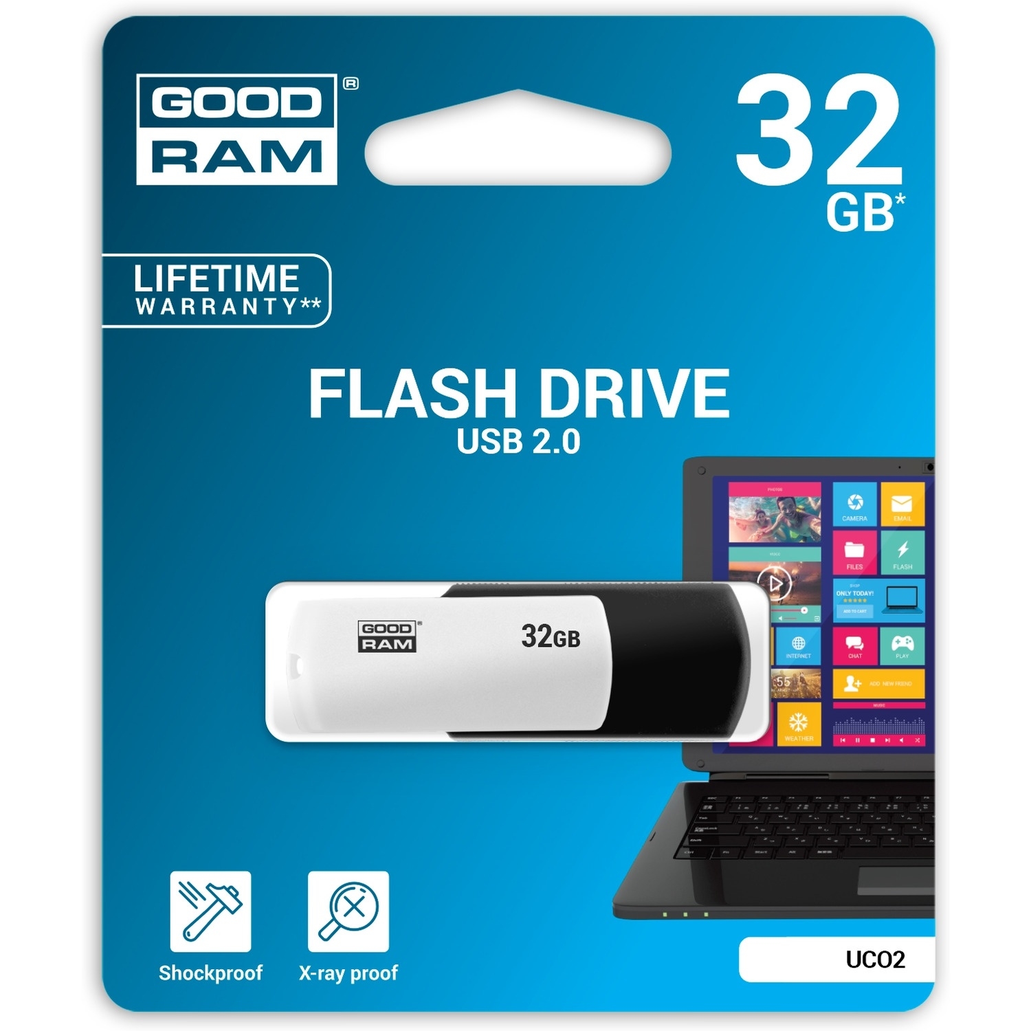 Pamięć USB GOODRAM 32GB UCO2 czarno-biały USB 2.0 UCO2-0320KWR11