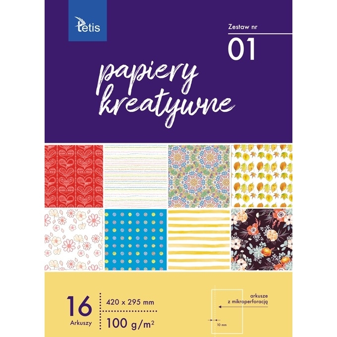 Zeszyt papierów kreatywnych A3 100g. 16 ark. KB031-01 TETIS