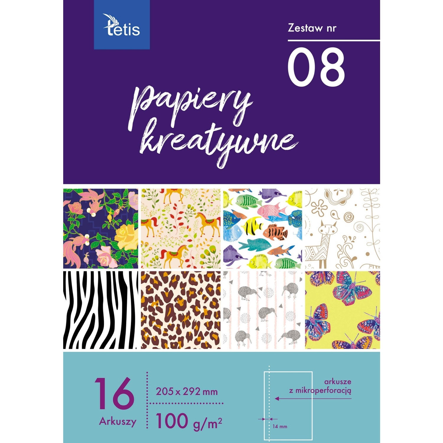 Zeszyt papierów kreatywnych A4 100g. 16 ark. KB030-08 TETIS
