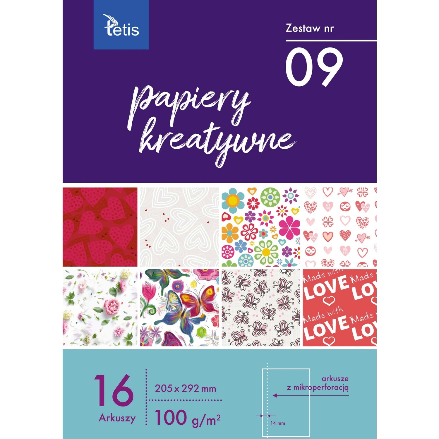 Zeszyt papierów kreatywnych A4 100g. 16 ark. KB030-09 TETIS