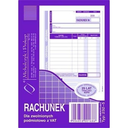 232-5 Rachunek A6 (pion) ory.+kop. 80k Michalczyk i Prokop