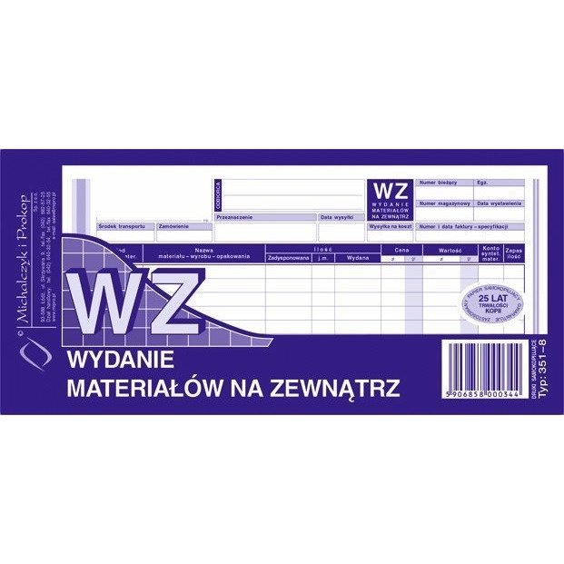 351-8 WZ wydanie materiałów na zewnątrz 1/3A4 80 kartek MICHALCZYK