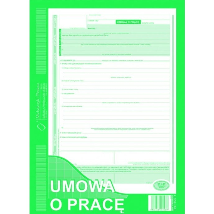 500-1N Umowa o Pracę MICHALCZYK&PROKOP A4 40 kartek