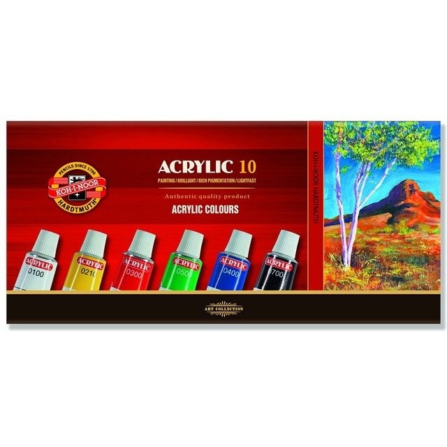 Farby akrylowe 10 kolorów 16ml. 1627003 KOH- I-NOOR