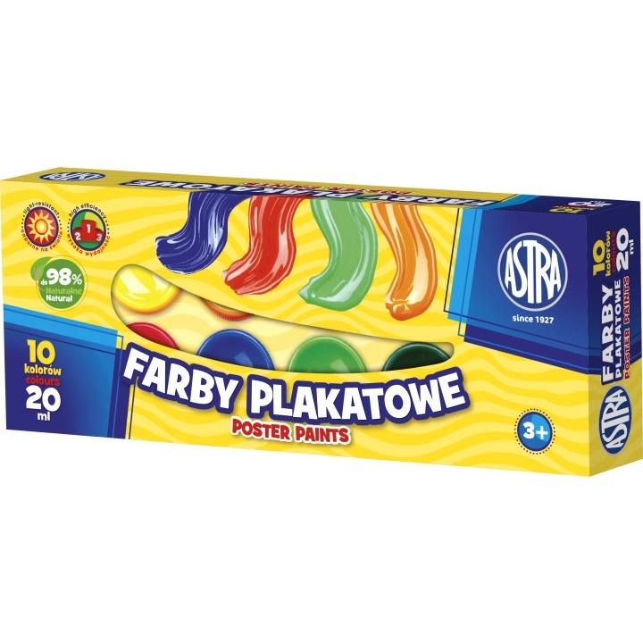 Farby plakatowe 10 kolorów 20ml 301115004 ASTRA