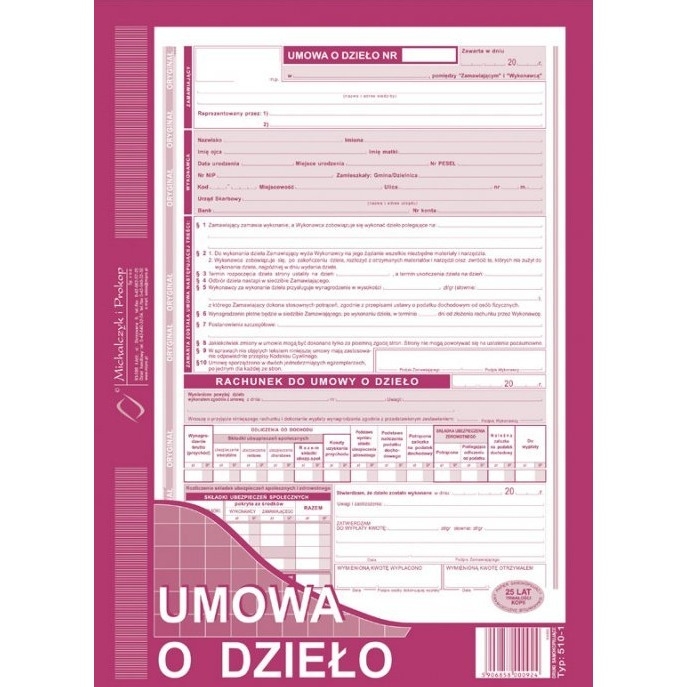 510-1 Umowa o dzieło MICHALCZYK&PROKOP A4 40 kartek