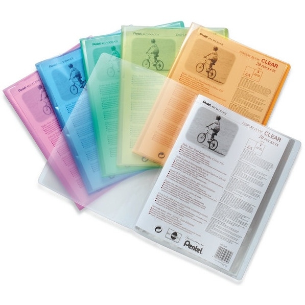 Album ofertowy A4 30kieszeni niebieski i DCF243C CLEAR PENTEL RECYCOLOGY