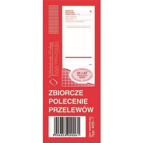 405-7 ZB Zbiorcze polecenie przelewów MICHALCZYK I PROKOP