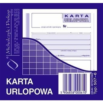 507-6 Karta urlopowa MICHALCZYK&PROKOP 2/3 A6 40 kartek