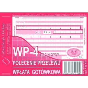 445-5M Polecenie przelewu (1+3) A6 80kartek MICHALCZYK&PROKOP