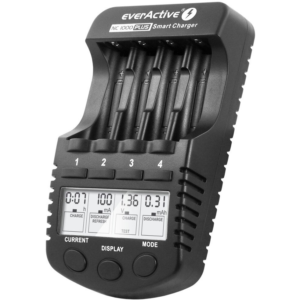 Ładowarka do akumulatorków Ni-MH EVERACTIVE AA/AAA NC-1000 Plus, 4 kanały