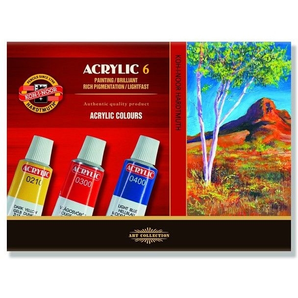 Farby akrylowe 6kolorów 14ml. 162701 KOH-I-NOOR