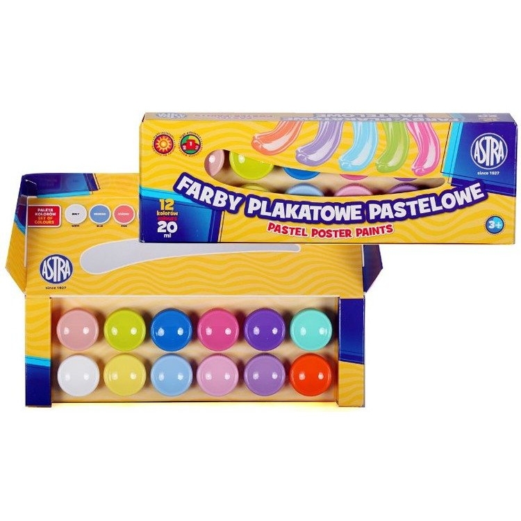 Farby plakatowe pastelowe 12 kolorów 301118001 ASTRA