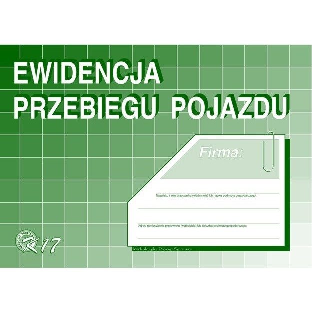 K17 Ewidencja przebiegu pojazdu (bez kosztów) A5 Michalczyk i Prokop