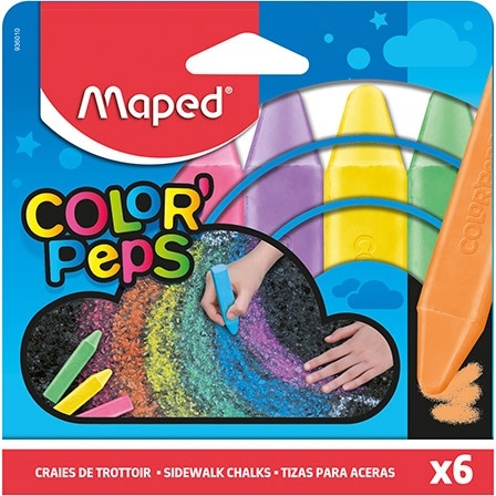 Kreda chodnikowa COLOR PEPS 6 kolorów, pud z zawieszką 936010 MAPED